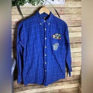 VINTAGE 1998 Warner Bros Long Sleeve Button Down Shirt Size Small